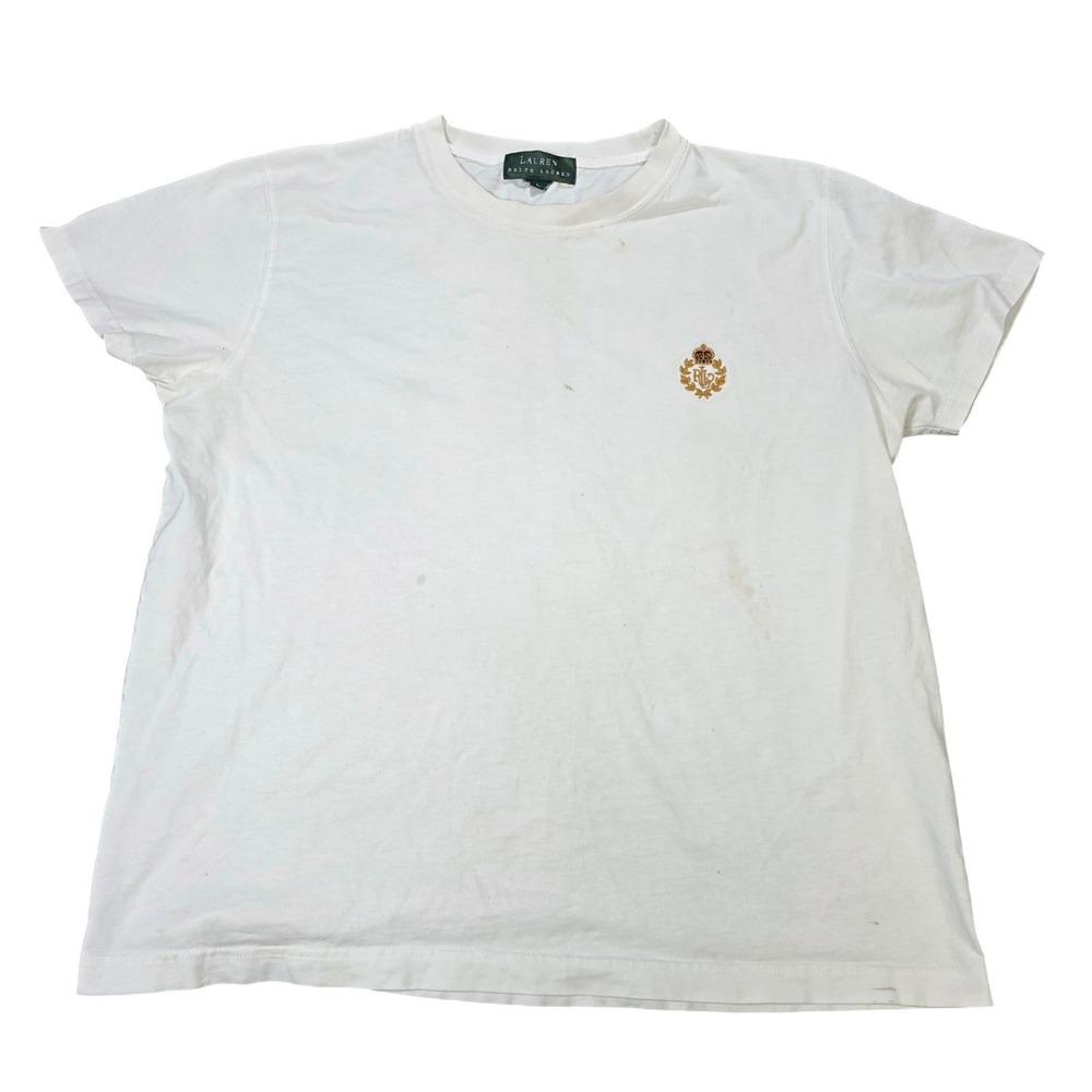 Vintage Lauren Ralph Lauren Small Crest T-Shirt Men's Size L White Short Sleeve